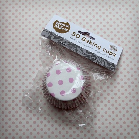 caissettes blanches pois rose