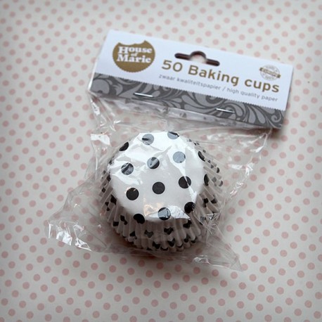 caissettes blanches à pois noirs