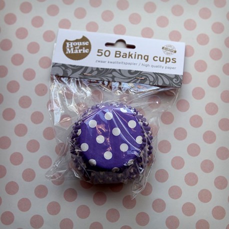caissettes violettes à pois blancs