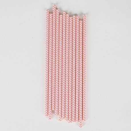 Pailles chevrons rose