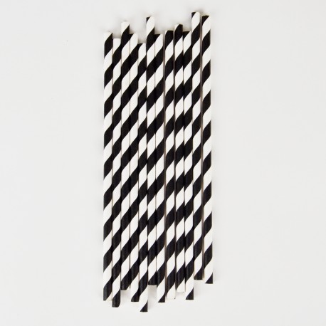 pailles rayées noires