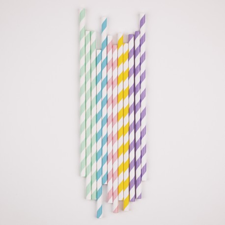 pailles rayées pastel