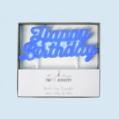 Bougie Happy Birthday Bleu