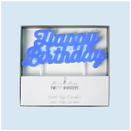Bougie Happy Birthday Bleu