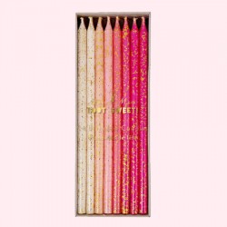Grandes Bougies Paillettées - Rose