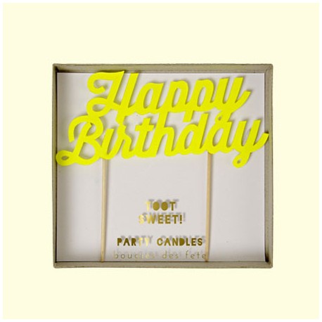 Bougie Happy Birthday Jaune