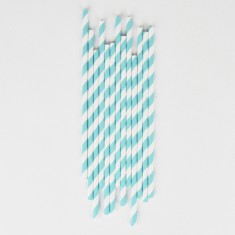 Pailles rayées bleu clair