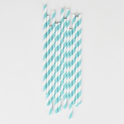 Pailles rayées bleu clair