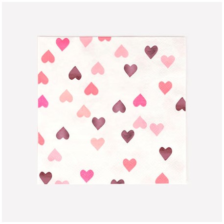 Coeurs roses - serviettes