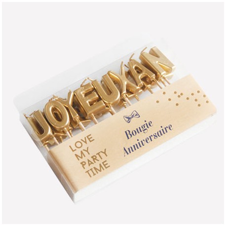 Bougies Joyeux Anniversaire - or