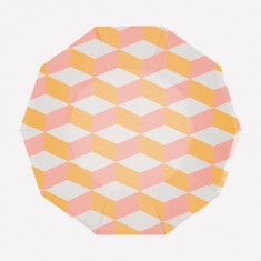 Rose orange - Assiettes cubique