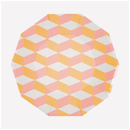 Rose orange - Assiettes cubique