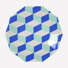 Bleu Turquoise - Assiettes cubique