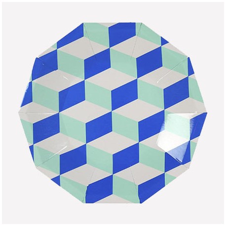 Bleu Turquoise - Assiettes cubique