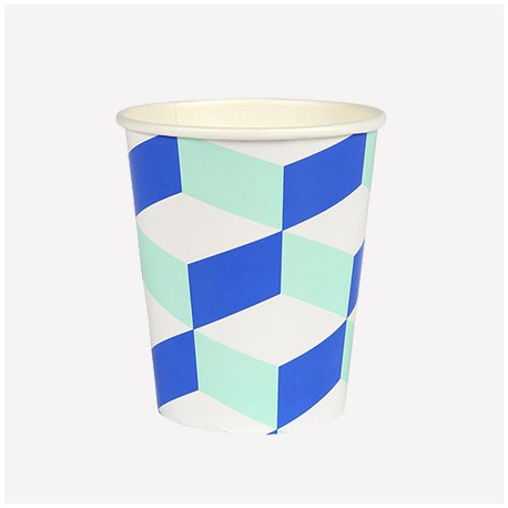 Bleu Turquoise - Gobelets cubiques