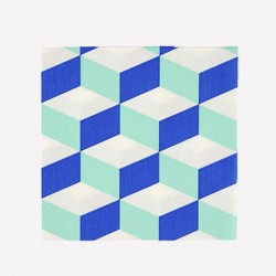 Bleu turquoise - Serviettes cubiques