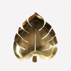 Tropical - Assiette feuilles or