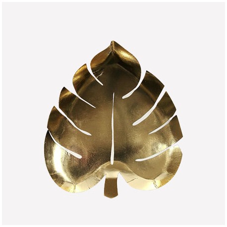 Tropical - Assiette feuilles or